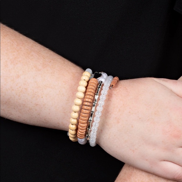 paparazzi Jewelry - Paparazzi Free-Spirited Spiral White Coiled Wire Infinity Bracelet